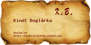 Kindl Boglárka névjegykártya